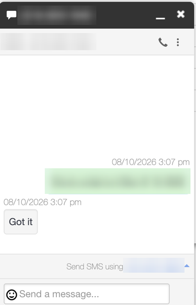 A conversation open in the chat window, with the Send a message box at the bottom